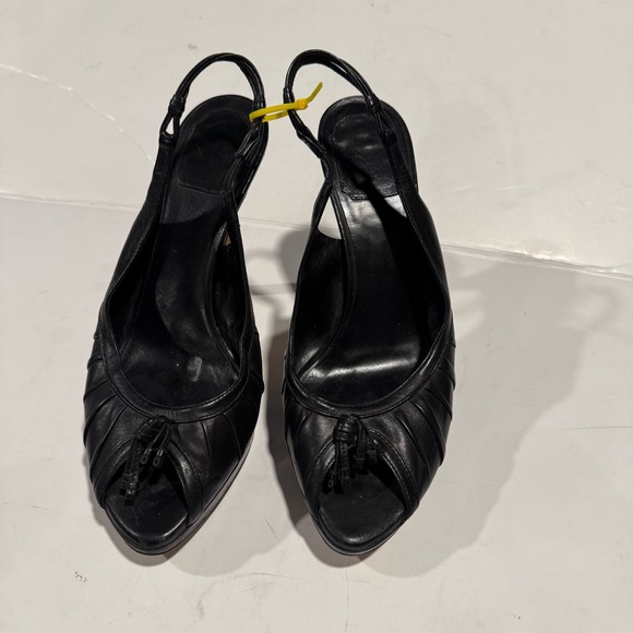 Dior Black Patent Peep Toe Sling Back Platform Heels Size 40.5 US 9.5 - Picture 2 of 11